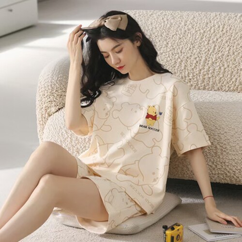 新款纯棉睡衣女夏季薄款短袖学生网红风夏天韩版可外穿家居服套装