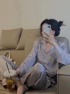 冰丝睡衣女春秋季长袖新款仿真丝绸高级感丝滑夏天家居服两件套装