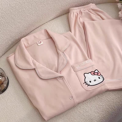 helloKitty德绒睡衣女款春秋冬季珊瑚绒加绒套装加厚海岛绒家居服