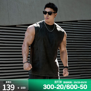 洗水复古宽松坎肩无袖 肌肉狗 新款 运动健身背心男夏季 训练服 时尚