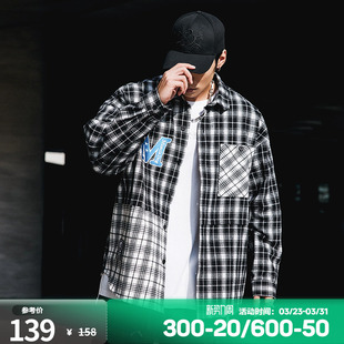 运动休闲薄款 肌肉狗 不规则格子立领衬衫 春秋新款 夹克外套男 时尚