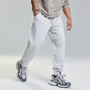 MUSCLEDOG肌肉狗 350g双面空气层字母压花宽松束脚运动健身长裤男