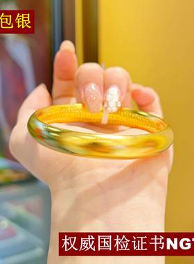 金包银古法手镯女款泥鳅背莲花心经传承素圈闭口镯子手环送礼物