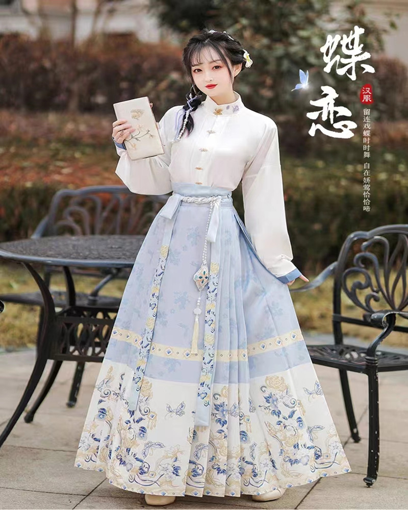 新款原创明制汉服女 蝶恋 春夏季改良版马面裙套装中国风仙气古装