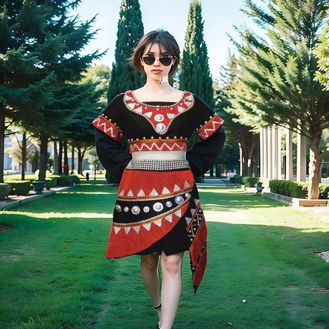 新款云南佤族成人女装表演甩发舞蹈阿佤阿娃民族舞台壮族演出服装,女装/女士精品,民族服装/舞台装,淘宝优惠券,粉丝福利购,淘宝优惠卷