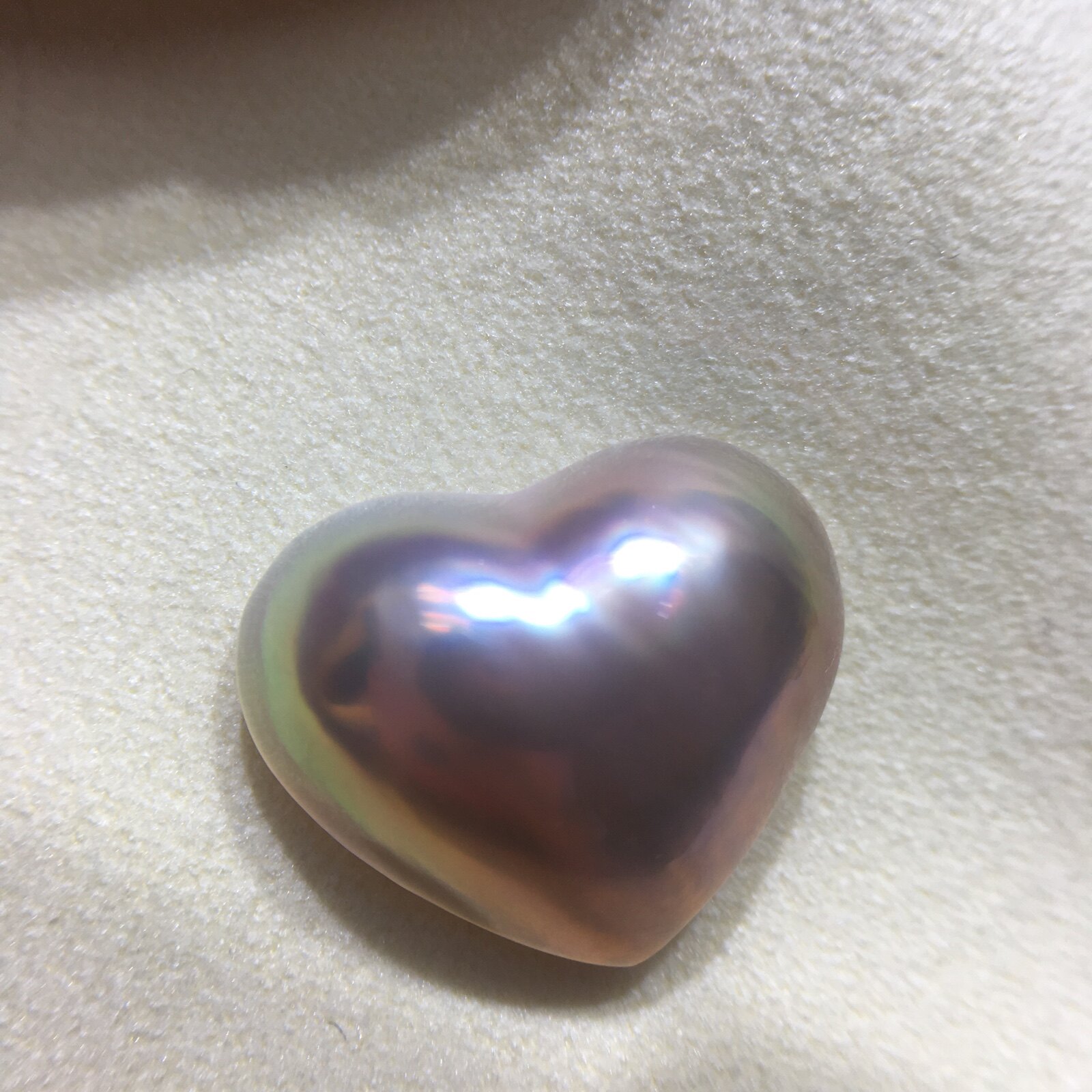 红润珍珠天然日本海水爱心马贝稀有怪色晕菜丰富饱满19.3mm