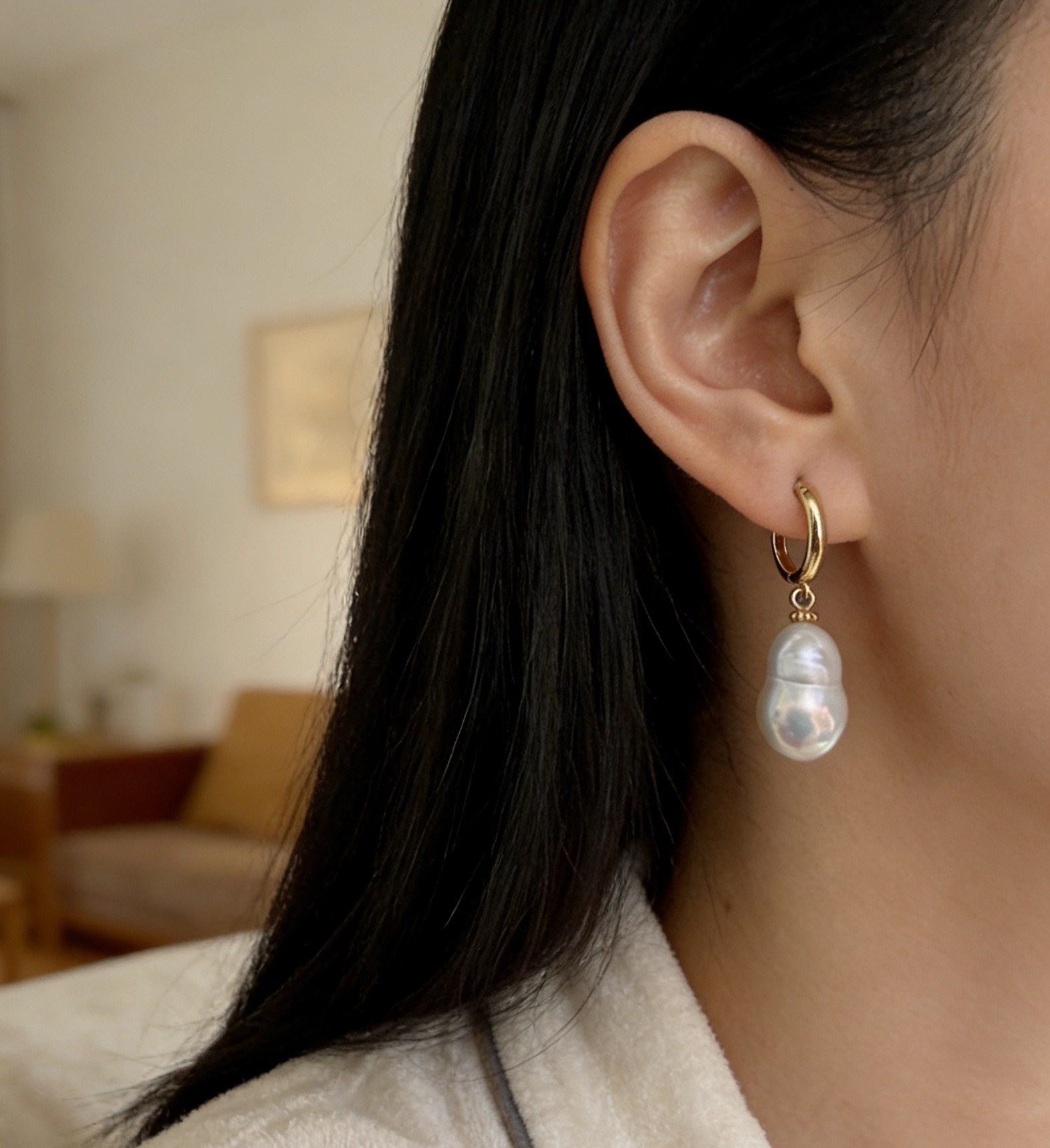 天然淡水珍珠葫芦耳坠925银精工8-9mm镜面淡水珍珠高品质耳环,珠宝/钻石/翡翠,耳饰,淘宝优惠券,粉丝福利购,淘宝优惠卷