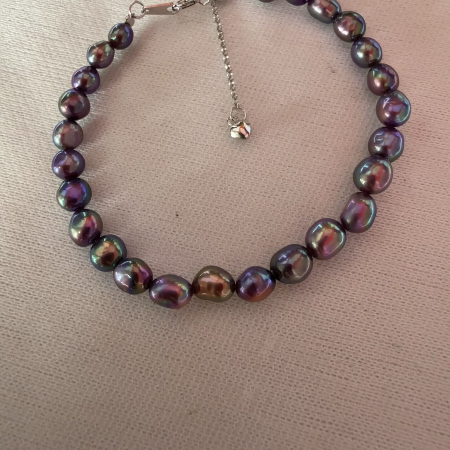 孤品一物一图5mmkeshi无瑕手链炫彩淡水珍珠紫色