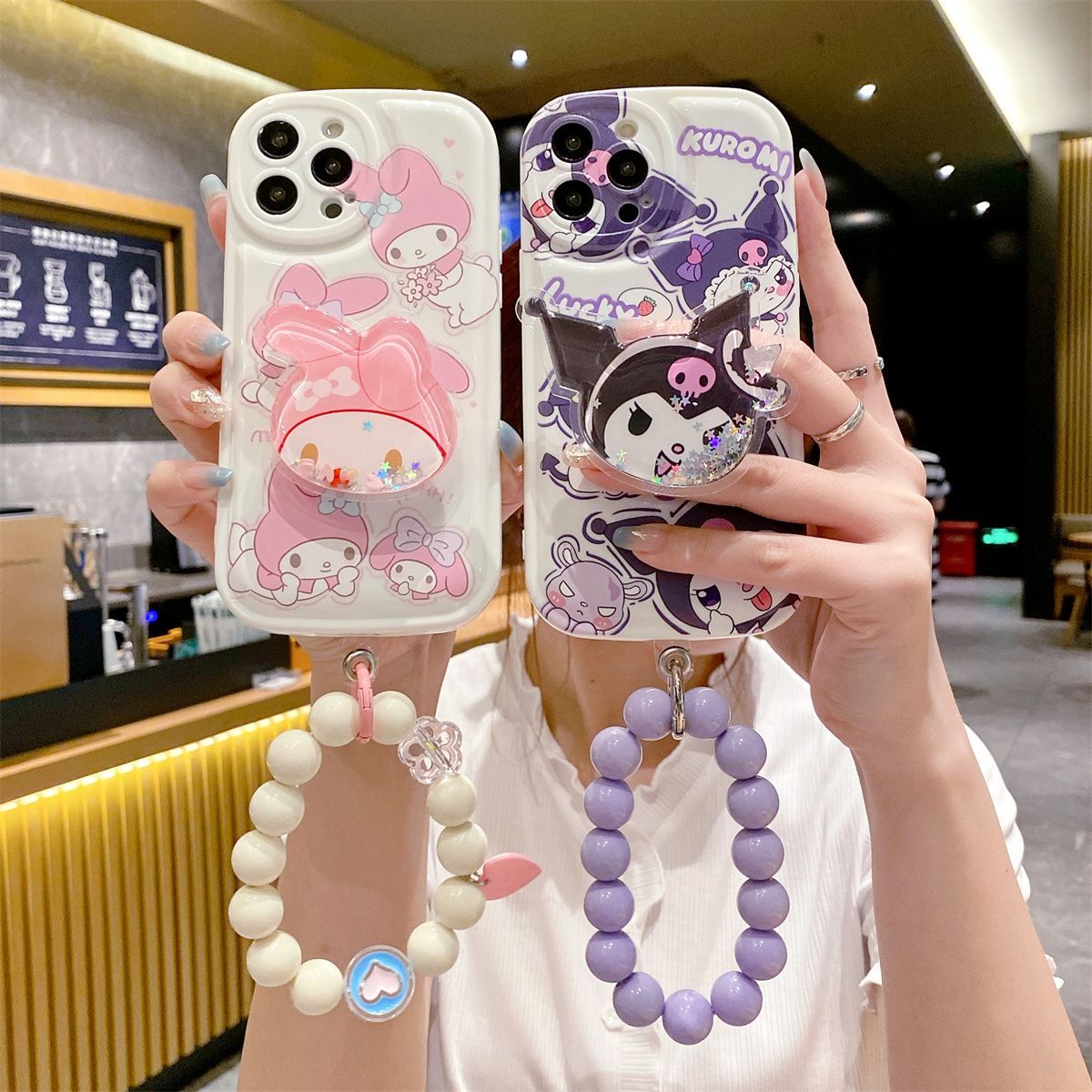 适用于苹果6手机壳iPhone6s可爱美乐蒂气垫全包6plus卡通库洛米防摔6splus少女新款se2带支架手链se3软