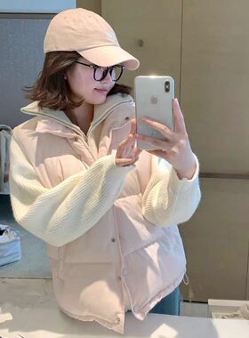 粉色立领羽绒棉服马甲2026冬季韩版宽松无袖背心外套冬季
