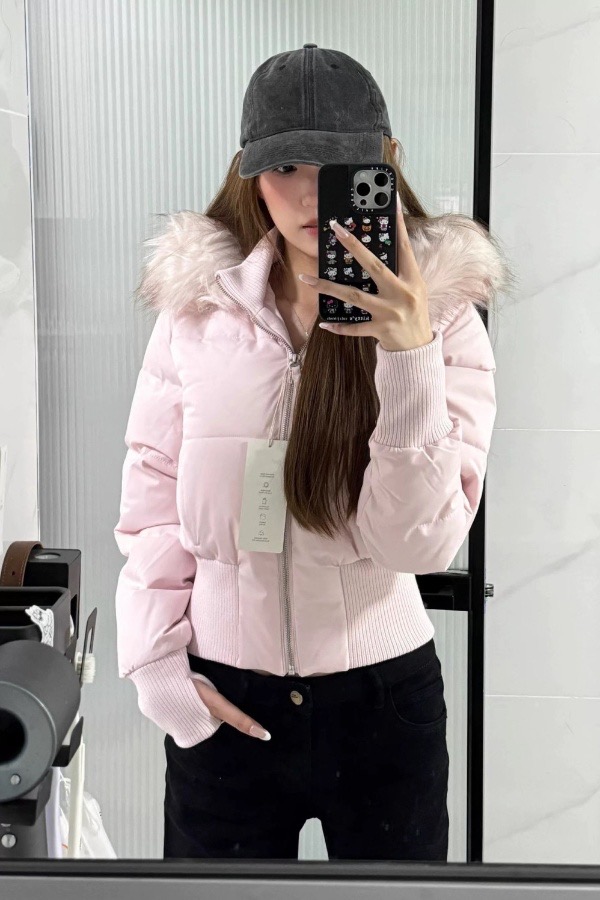 2025冬季大毛领连帽收腰棉衣棉服女高级感时尚气质加厚保暖外套潮