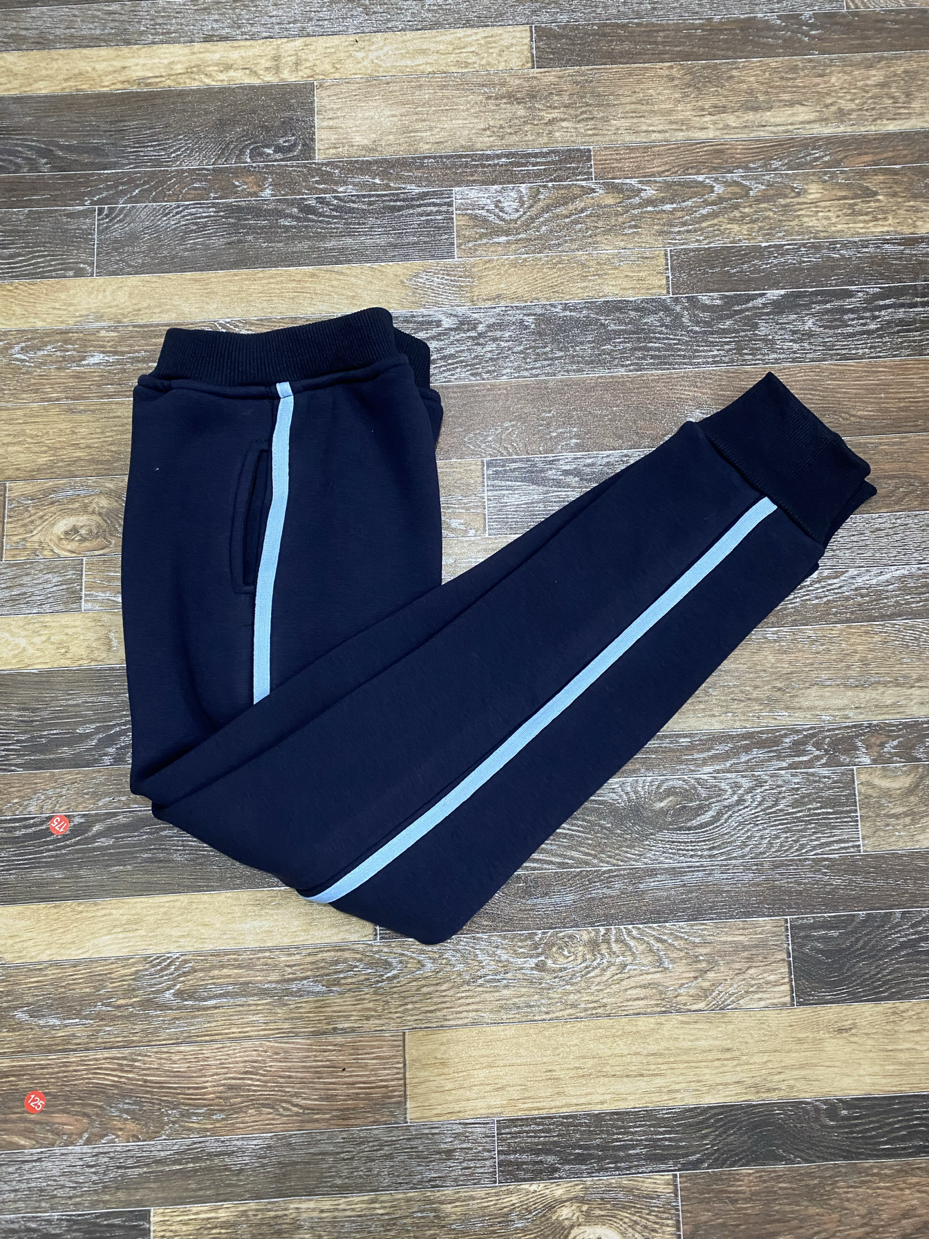 春秋中小学生校服长裤男女班服束口定做园服班服冬加绒一道天蓝杠