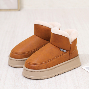 冬季雪地靴加绒加厚男女款保暖棉鞋居家外穿防滑厚底高包跟棉拖鞋