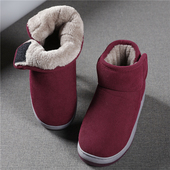 冬季 居家外穿中老年人防滑厚底保暖棉鞋 男女款 加厚绒高包跟棉拖鞋