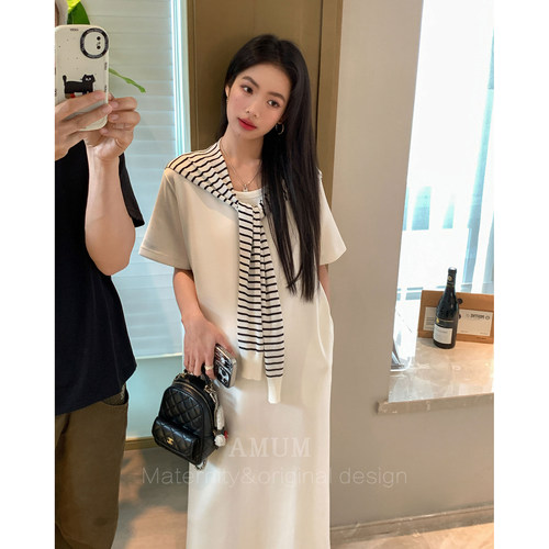 ◆AMUM孕妇装◆随心配~夏日穿搭舒适感极简宽松短袖休闲连衣裙