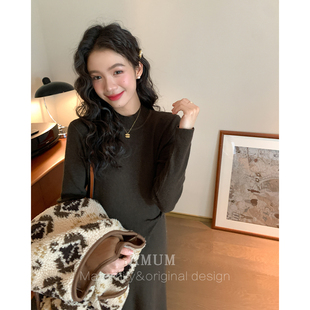 ◆AMUM孕妇装◆懒人精致~气质半高领针织连衣裙设计感显瘦内搭裙