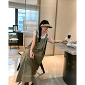 小众气质工装 山系日杂 背带裙大口袋宽松休闲长裙 AMUM孕妇装