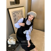 大花朵叠穿无袖 秋冬百搭格纹衬衫 温柔陷阱 连衣裙 AMUM孕妇装