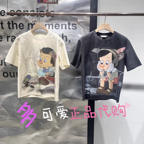 播T恤2026春季BDT1YD1253新款简约休闲印花圆领上衣匹诺曹的故事