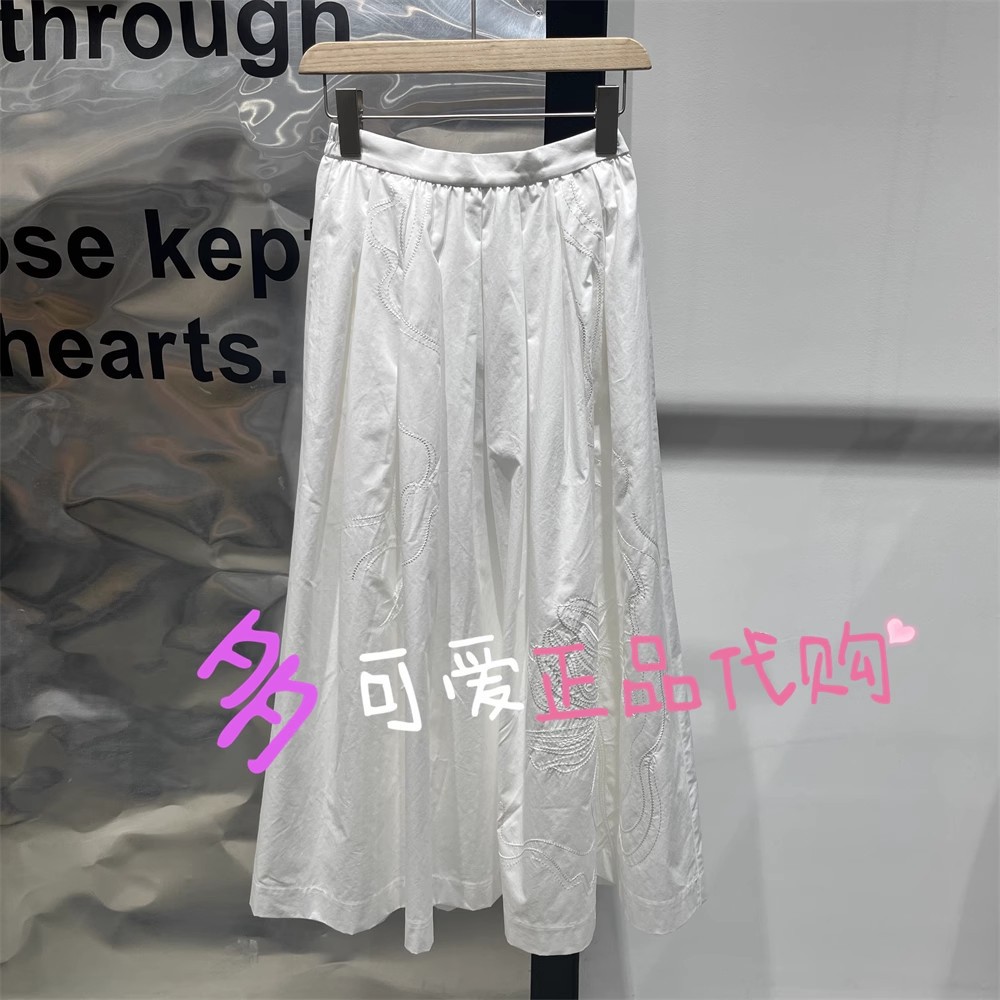 衣播半身裙2025春款BDS1BD1187新款法式高腰绣花百褶裙纱之诗笺