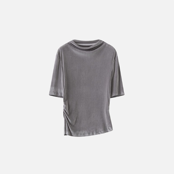 衣播短袖2026春BDT1YD1224新款简约通勤短袖T恤气质上衣野溪落叶