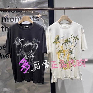 播T恤2025秋季BDS3YD3037新款简约印花短袖宽松圆领T恤念念有词