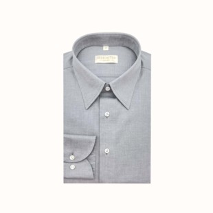 SEEKMITED DP免烫男士商务休闲纯棉尖领衬衫纯色浅灰长袖衬衣