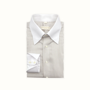 SEEKMITED高支条纹长尖领桑蚕丝瀑布袖衬衫小众高级感邦德袖衬衣