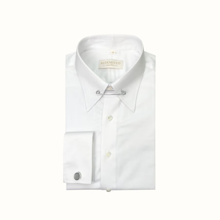 SEEKMITED意式休闲白色长袖男士衬衫商务长尖领领针款法式袖衬衣