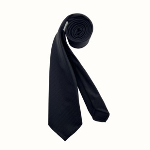 SEEKMITED意式手工三折羊毛领带黑色暗条纹手工卷边商务休闲