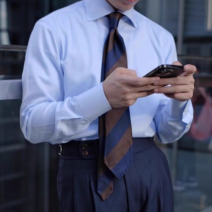 SEEKMITED  DP免烫男士商务休闲纯棉大八领衬衫纯色蓝白长袖衬衣