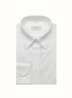 SEEKMITED DP免烫男士商务休闲纯棉尖领衬衫纯色白色长袖衬衣