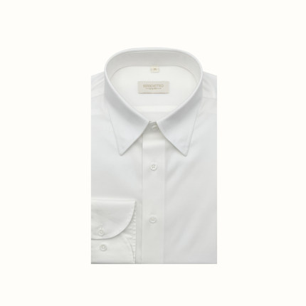 SEEKMITED DP免烫男士商务休闲纯棉尖领衬衫纯色白色长袖衬衣