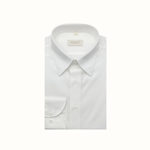 SEEKMITED DP免烫男士商务休闲纯棉尖领衬衫纯色白色长袖衬衣