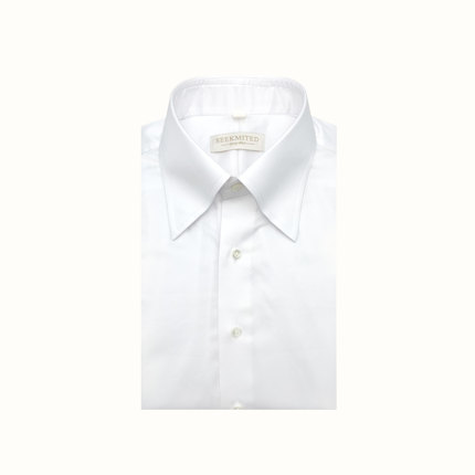 SEEKMITED意式复古邦德袖长尖领男长袖衬衣纯棉白瀑布袖教父衬衫