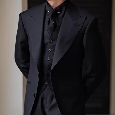 枪驳领商务西装枪领四季