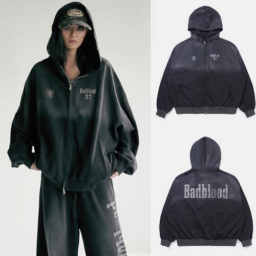 Badblood美式复古水洗做旧卫衣宽
