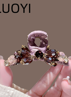 2025新款高级感紫色水晶抓夹女气质后脑勺半扎鲨鱼夹公主头发饰