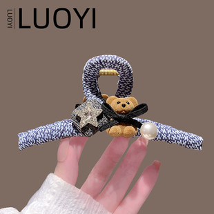 2025新款小熊五角星大抓夹女后发量多发夹脑勺盘发鲨鱼夹