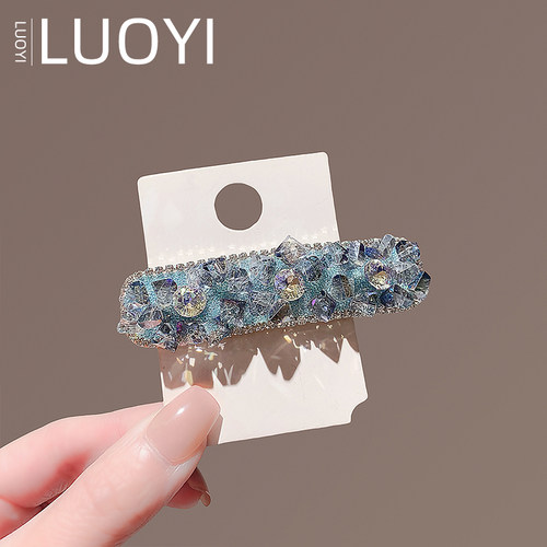 韩系夏日2025新款蓝色轻奢满钻高级感掰掰夹新款气质侧边夹