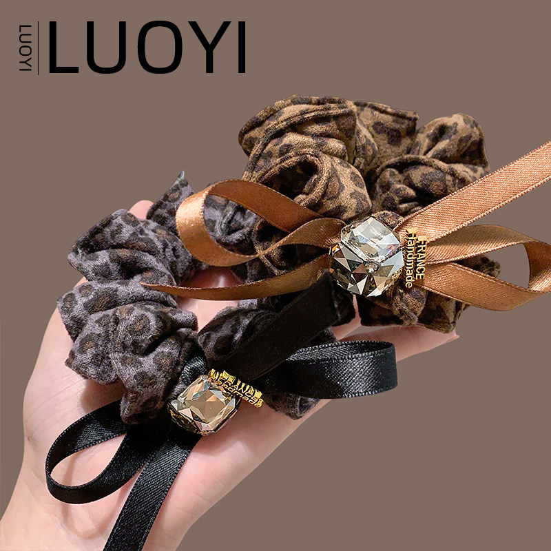 韩系气质复古豹纹发圈水晶装饰蝴蝶结肠圈头绳秋冬新款扎马尾发饰,饰品/流行首饰/时尚饰品新,发饰,淘宝优惠券,粉丝福利购,淘宝优惠卷