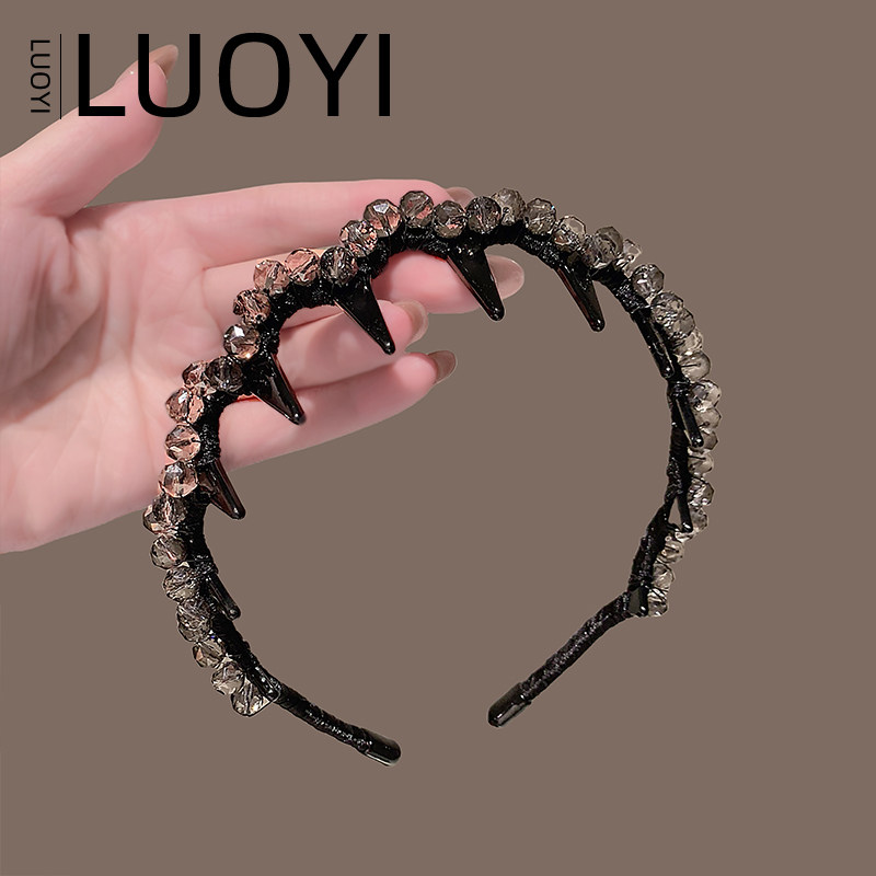 法式轻奢水晶珠珠发箍女新款高颅顶压发捆带齿防滑碎发头箍头饰