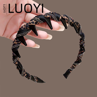 2025新款豹纹发箍女高颅顶带齿防滑洗脸发捆碎发整理头箍头饰