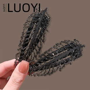 韩版镶钻树叶发夹女侧边刘海碎发bb夹气质网红优雅头饰超仙发饰女