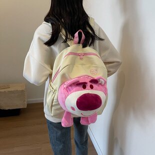 日系可爱软妹背包校园学生书包大容量双肩包立体草莓熊森系书包女