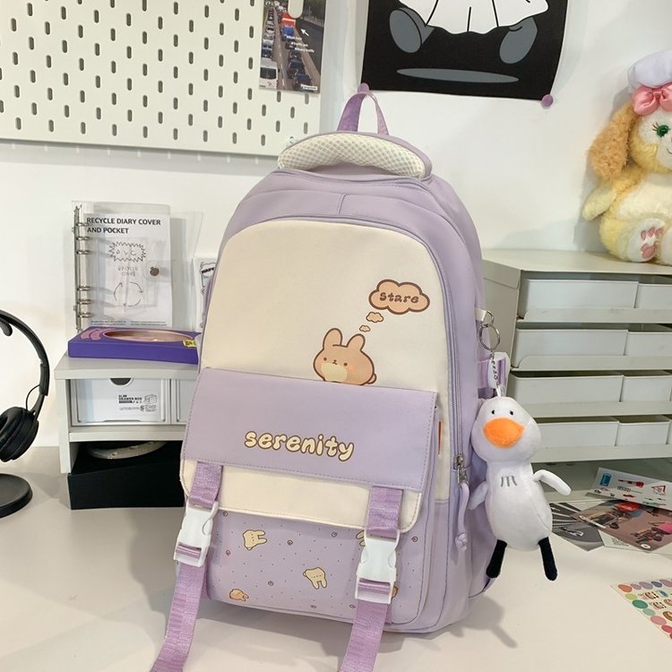 高颜值初中生书包小学生可爱新款轻便高中生百搭大容量双肩包背包