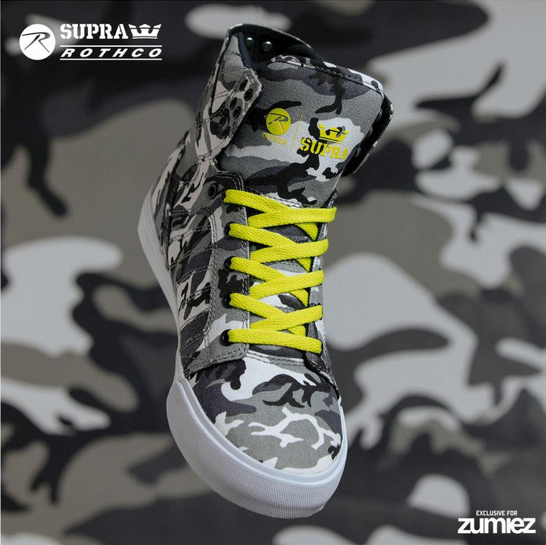 Supra Skytop X ROTHCO 迷彩荧光黄中高帮男鞋 合作联名 美潮板鞋