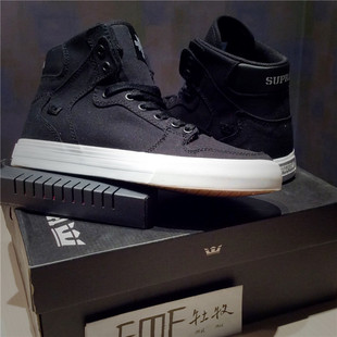 百搭帅气 牡牧 美潮 中高帮男女板鞋 Vaider 帆布 黑白经典 Supra