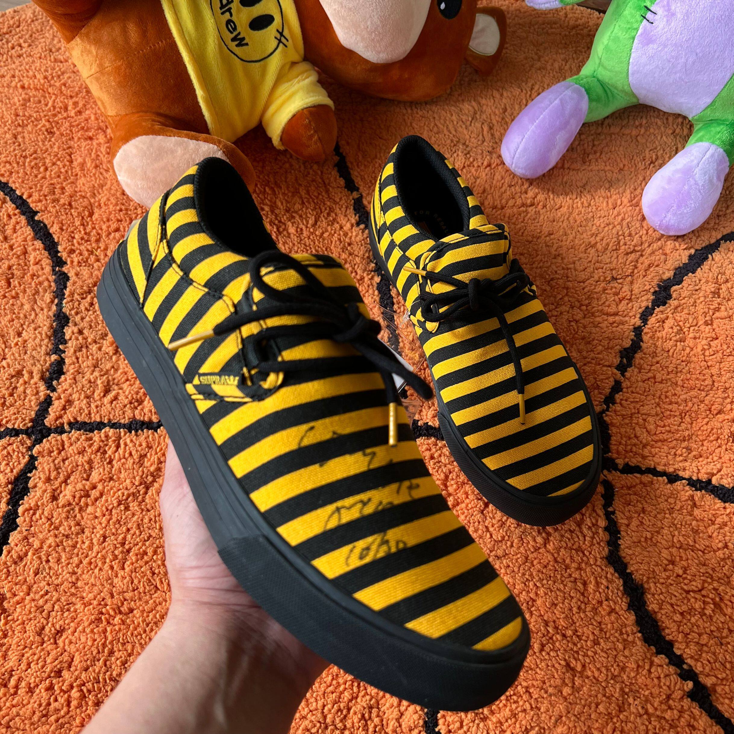 牡牧 supra cuban李小龙黑黄配色低帮夏季懒人板鞋 滑板一脚蹬