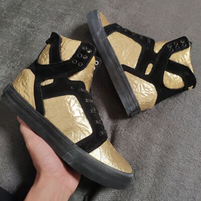 牡牧supraskytop黑金荧光高帮鞋